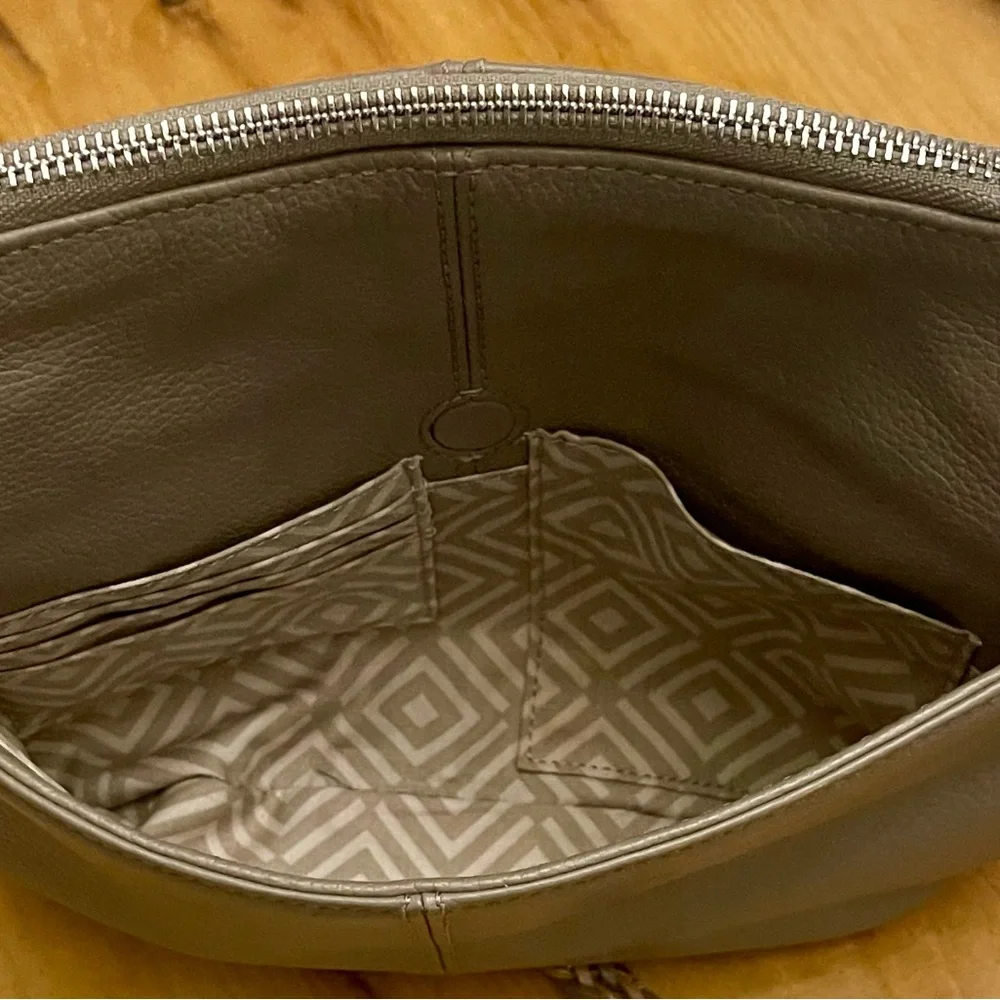 Brighton Taupe Leather Crossbody Bag with Braided Strap & Heart - Picture 9 of 16